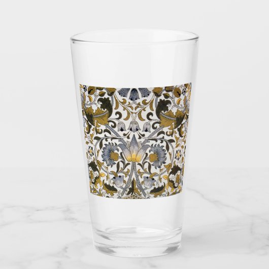 William Morris Lodden Blumenmuster: Blau Gold  Glas (Vorderseite)