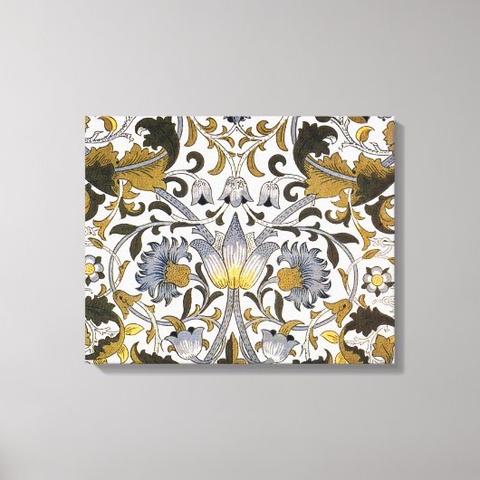 William Morris Lodden Blumenmuster: Blau Gold Leinwanddruck (Vorderseite)
