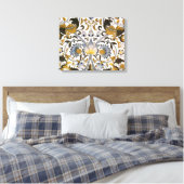 William Morris Lodden Blumenmuster: Blau Gold Leinwanddruck (Insitu (Schlafzimmer))