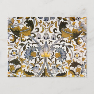 William Morris Lodden Blumenmuster: Blau Gold Postkarte