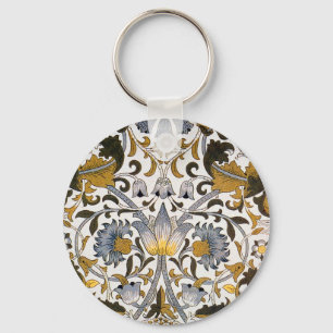 William Morris Lodden Blumenmuster: Blau Gold Schlüsselanhänger