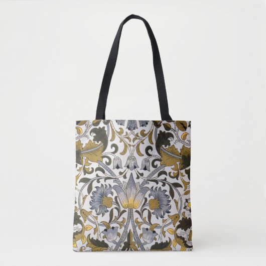 William Morris Lodden Blumenmuster: Blau Gold Tasche (Vorderseite)