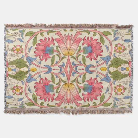 William Morris Lodden Blumenmuster Pastell Decke (Vorderseite)
