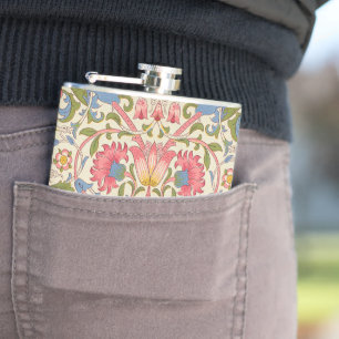 William Morris Lodden Blumenmuster Pastell  Flachmann