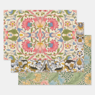 William Morris Lodden Blumenmuster Pastell Geschenkpapier Set