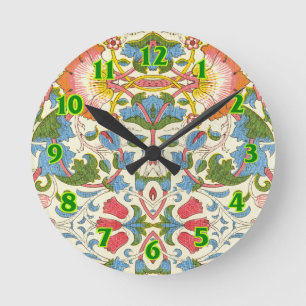 William Morris Loddon Blossom Blumenmuster Runde Wanduhr