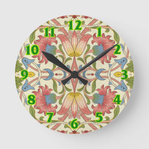 William Morris Loddon Blumengestaltungsmuster Runde Wanduhr