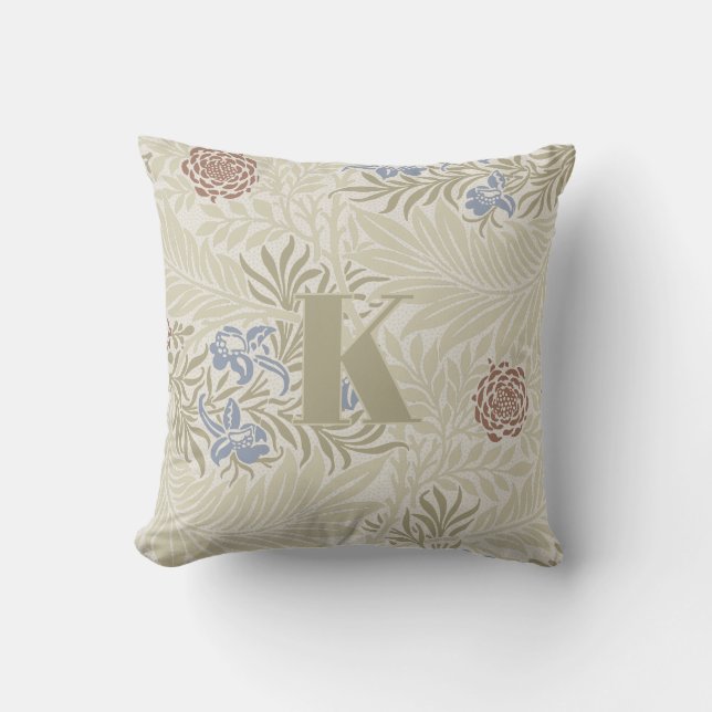William Morris Lt Blue & Rust Larkspur Muster Kissen (Vorderseite)