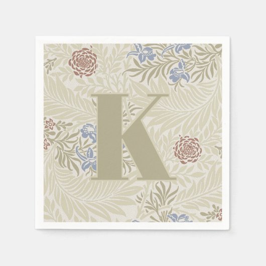 William Morris Lt Blue & Rust Larkspur Muster Serviette (Vorderseite)