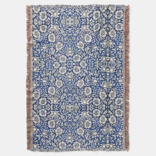 William Morris Mallow Blume Floral Blue White Decke (Vorderseite Vertikal)