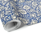 William Morris Mallow Blume Floral Blue White Geschenkpapier (Rolleneckpunkt)