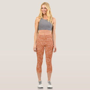 William Morris Mallow Floral Wallpaper Design Capri Leggings