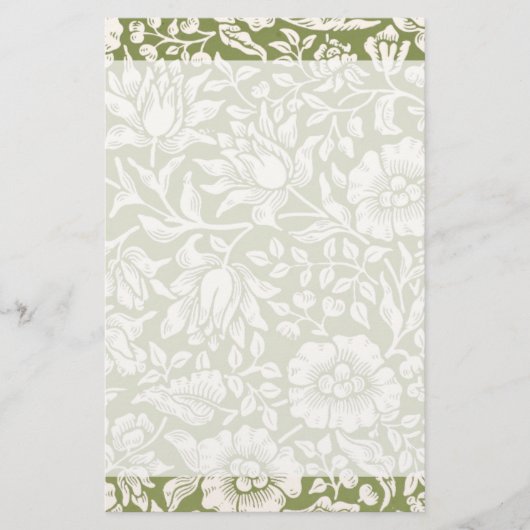 William Morris-Malven-Grün-Muster Briefpapier (Vorderseite)