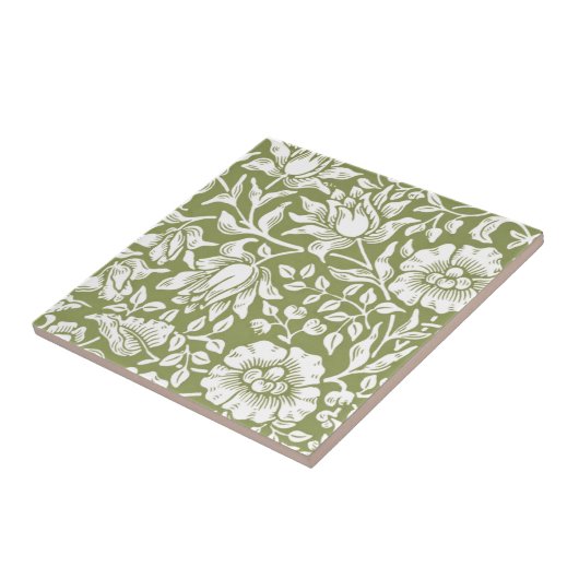 William Morris-Malven-Grün-Muster Fliese (Seite)