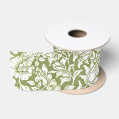 William Morris-Malven-Grün-Muster Satinband (Spule)