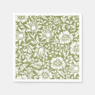 William Morris-Malven-Grün-Muster Serviette