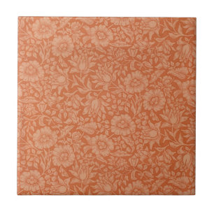 William Morris Malvenmuster: Terrakotta-Blüten Fliese