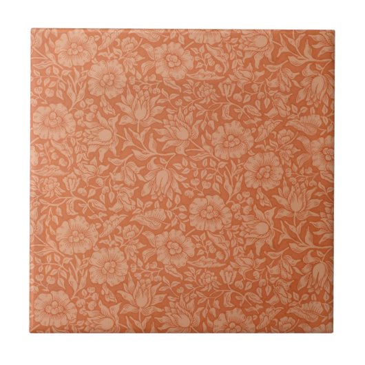 William Morris Malvenmuster: Terrakotta-Blüten Fliese (Vorderseite)