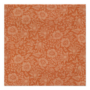 William Morris Malvenmuster: Terrakotta-Blüten Poster