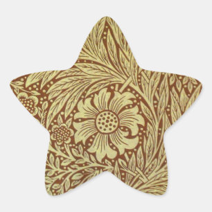William Morris Marigold Antikes Blumenmuster Stern-Aufkleber