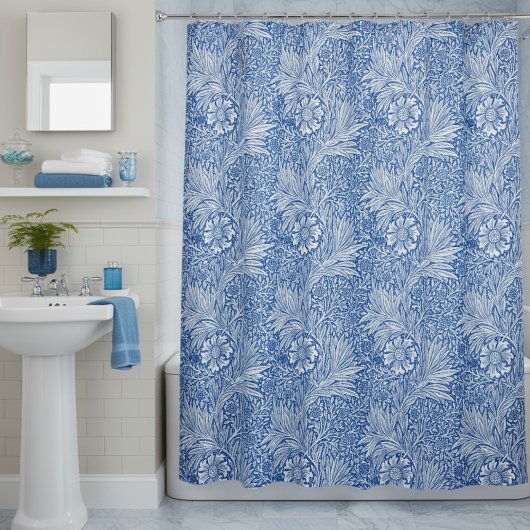 William Morris Marigold Blau Duschvorhang