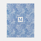 William Morris Marigold Blau Monogramm Fleecedecke (Vorderseite)