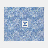 William Morris Marigold Blau Monogramm Fleecedecke (Vorderseite (Horizontal))