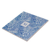 William Morris Marigold Blau Monogramm Fliese (Seite)