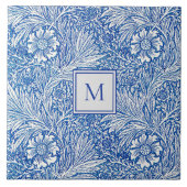 William Morris Marigold Blue Monogram Fliese (Vorderseite)