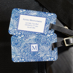 William Morris Marigold Blue Monogram Gepäckanhänger