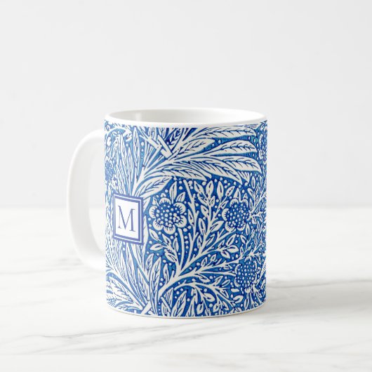 William Morris Marigold Blue Monogram Kaffeetasse (Vorderseite Links)