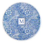 William Morris Marigold Blue Monogram Keramikknauf (Vorderseite)
