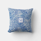 William Morris Marigold Blue Monogram Kissen (Vorderseite)