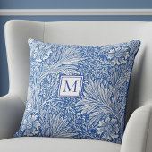 William Morris Marigold Blue Monogram Kissen