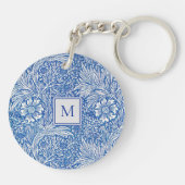 William Morris Marigold Blue Monogram Schlüsselanhänger (Rückseite)