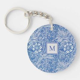 William Morris Marigold Blue Monogram Schlüsselanhänger
