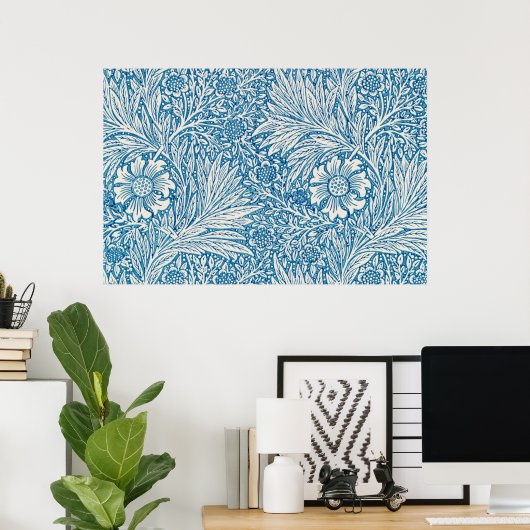 William Morris marigold blue pattern Poster (Heimbüro)