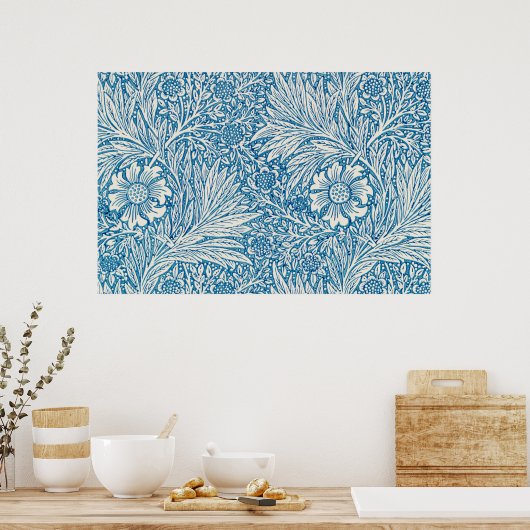 William Morris marigold blue pattern Poster (Küche)