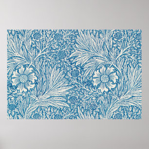 William Morris marigold blue pattern Poster