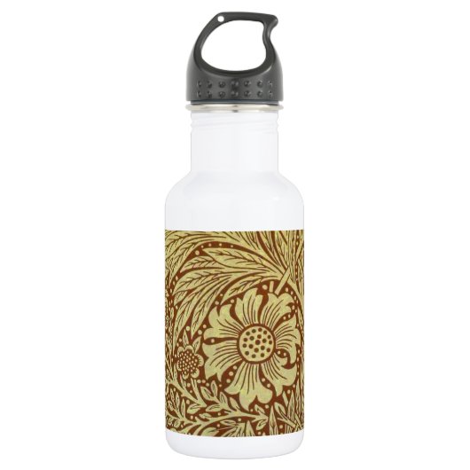 William Morris Marigold Blume Pattern Edelstahlflasche (Vorderseite)