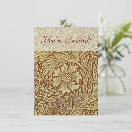 William Morris Marigold Blume Pattern Einladung (Stehend Vorderseite)