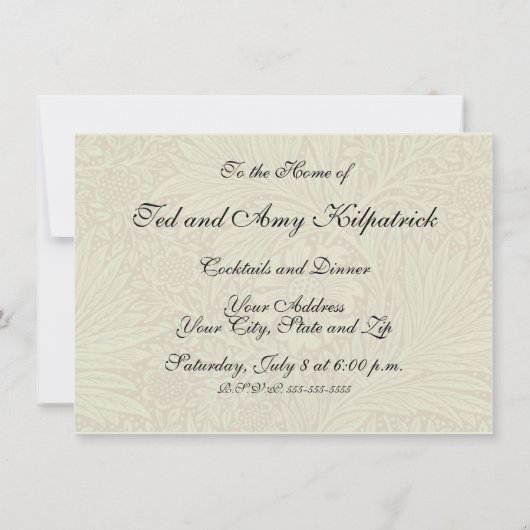 William Morris Marigold Blume Pattern Einladung (Rückseite)