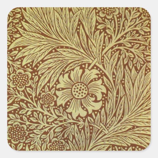 William Morris Marigold Blume Pattern Quadratischer Aufkleber (Vorderseite)