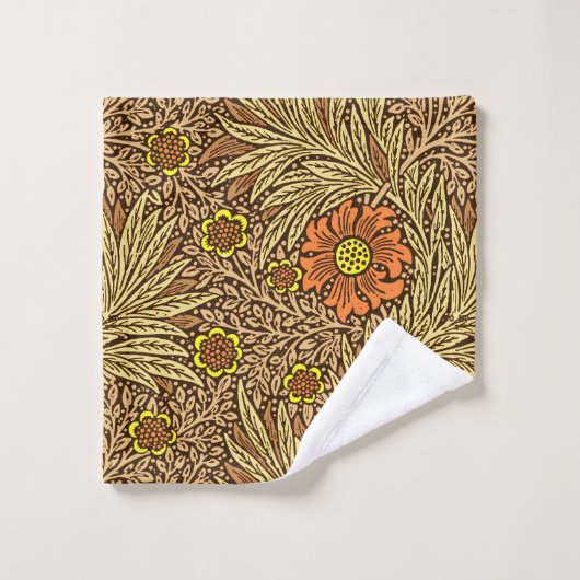 William Morris Marigold, Copper Brown und Orange Badhandtuch Set (Waschlappen)