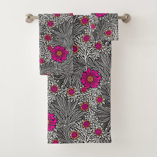 William Morris Marigold, grau / grau und Fuchsia Badhandtuch Set (Insitu)