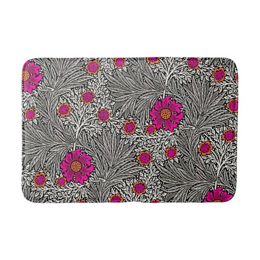William Morris Marigold, grau / grau und weiß Badematte (Vorderseite)