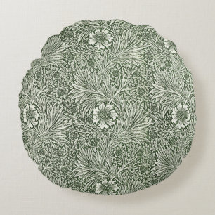 William Morris Marigold Grün Floraler Kunstdruck Rundes Kissen