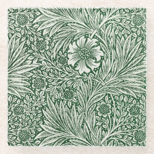 William morris marigold grüne Blume Glasuntersetzer (Vorderseite)