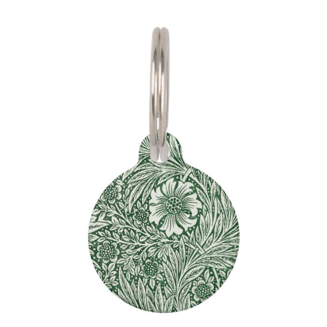 William morris marigold grüne Blume Haustiermarke (Vorderseite)