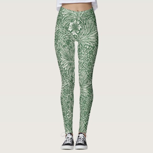 William morris marigold grüne Blume Leggings (Vorderseite)